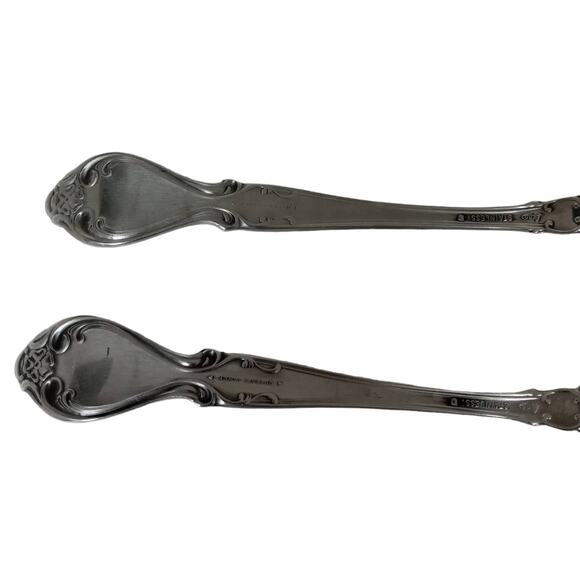 Vintage 2 Lyons Queens Fancy Serving Spoons Large Serve Ware Stainless Steel - Picture 5 of 10